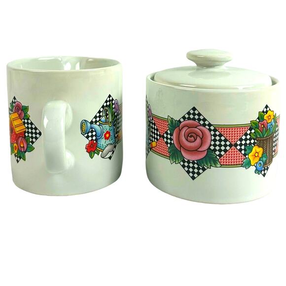 Sakura Mary Engelbreit 1994 Garden Time Creamer and Sugar Set-Excellent! - Picture 4 of 10